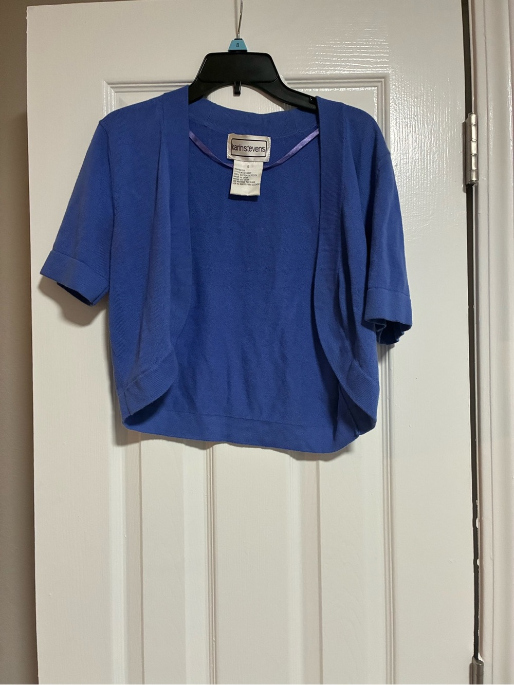 karin stevens Royal Blue Cropped Open-Front Short Sleeve Bolero